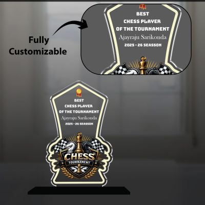 Personalized Chess Tournament Award Trophy Customized Best Chess Player Award for Schools, Clubs, and Corporate Events UV Printed Acrylic Trophy